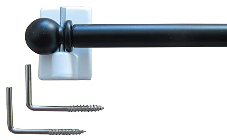 1 Hochwertige Vitragenstange - mit 2 Klebehaken weiss, und 2 Vitragenstangen Haken - Farbe: schwarz – Länge 30-40 cm,40-60 cm, 60-90 cm 90-130 cm (Länge: 60-90 cm)