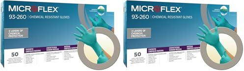 Ansell Microflex 93-260 Einweghandschuhe aus Nitril/Neopren, chemikalienbeständig, für die Industrie, Mechaniker und Heimwerker, Grün, Größe M (7,5-8) (6 Stück). (Packung mit 2)