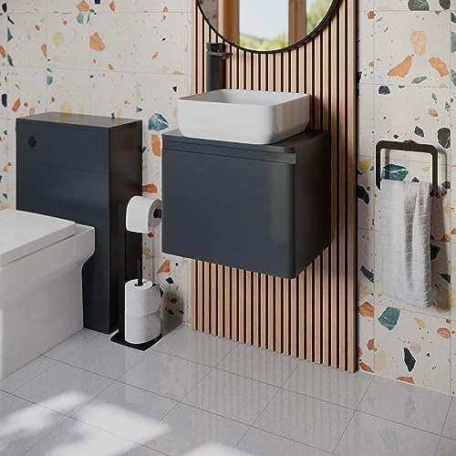 Affine Bathroom Cloakroom Vanity Unit Wall Hung Countertop Wash Basin Grey 500mm