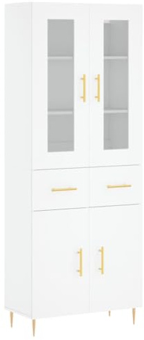 vidaXL Aparador Alto Madera contrachapada Blanco 69,5x34x180 cm