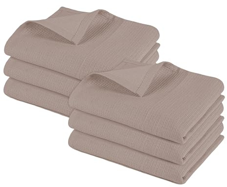 Pagnanno. – Hotel Quality Kitchen Tea Towels & Waffle Weave – Professional Grade Cotton 45 x 70 cm | Super Absorbent and Fast Drying dish, Kitchen and Bar Towels (Pack of 6 (45x70cm), Taupe)