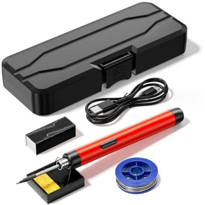 Cordless Soldering Iron Kit,USB Rechargeable Portable Cordless Soldering Iron,Temperature Adjustment Soldering Iron Tool Kit,3 Temperature Adjustment Soldering Iron Tool Kit for Home Appliance Repair
