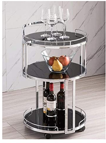VICIYOO Bar-Servierwagen, Weinwagen für Zuhause, Küche, Hotelschrank auf Rädern, Weinwagen, Hotel, Wein, Tee, Getränk, Küche, Barwagen, Silber/Schwarz