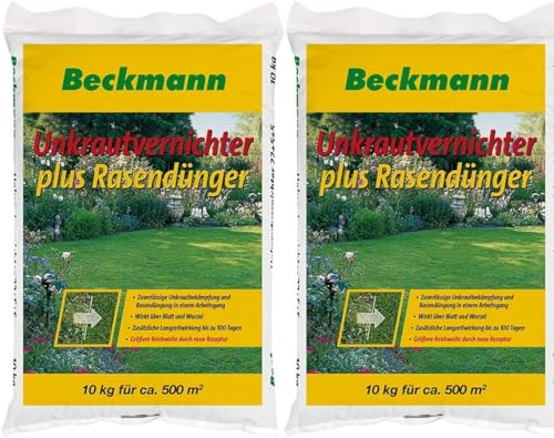 Beckmann Unkrautvernichter plus Rasendünger 2x 10 kg für 2x 500m² Profiware