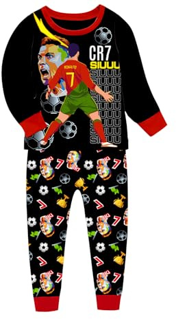 TONGQUD Boys Pajamas Ronaldo No.7 Fans Cotton Homewear Pyjama Set Long Sleeve Casual Pjs Set (UK, Age, 8 Years, 9 Years, Regular, Red)