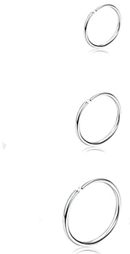 Epinki Piercing Nasenstecker 3er, Nasenring Klein Kreis Hoop Edelstahl, Lippen Nase Brust Piercingschmuck für Frauen, Silber