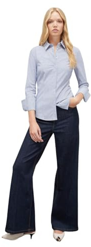 Motivi: Camicia in Popeline a Righe Blu. 44 Stagione Autunno Inverno 2024