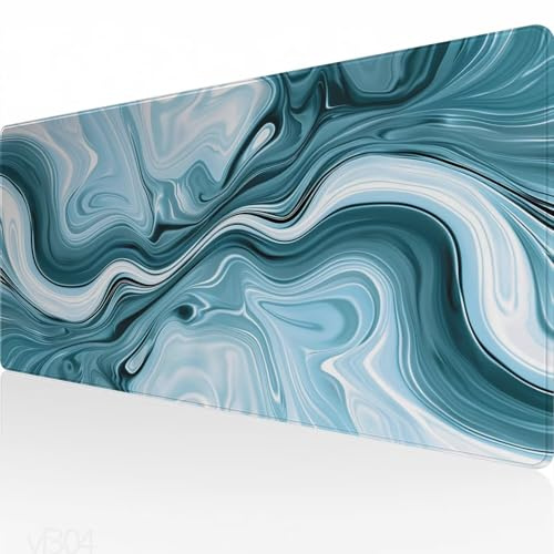 Stor musmatta 1200 x 600 x 3 mm, spelmusmatta grön, marmor skrivbordsmatta, vattentät musmatta, sydda kanter, halkfri gummibas, förbättrad precision och hastighet, tangentbordsdyna för kontor och