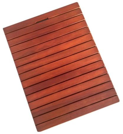 Caillebotis Douche Tapis de Douche en Bois Couleur Noyer Antidérapant, Tapis de Salle de Bain en Bois à Séchage Rapide pour L'extérieur et L'intérieur, Petit Grand Tapis de Bain Carré Long(90cmx110cm(