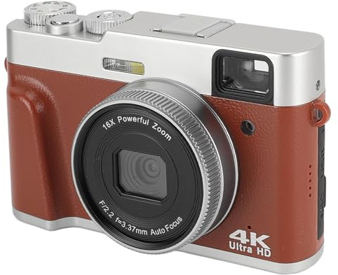 Appareil Photo Numérique, Appareil Photo HD 4K, Caméra Vidéo Compacte 48 MP avec Zoom 16X Anti-secousse, écran 2,8 Pouces, Appareil Photo Vintage Compact pour la Photographie de