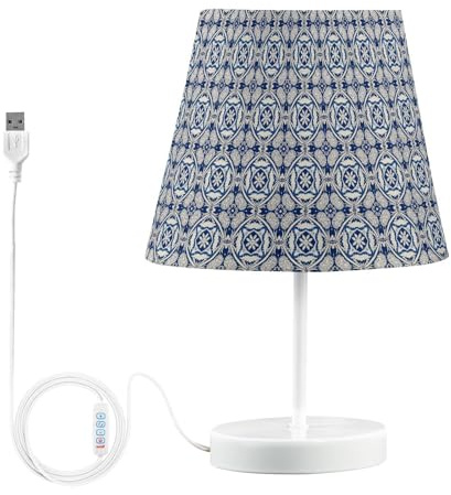 Blu e Bianco Modello Vintage Lampada Da Tavolo Tradizionale 3-Level Dimming USB Desk Led Lampada Toilette Luce Notturna per La Camera Dei Bambini M