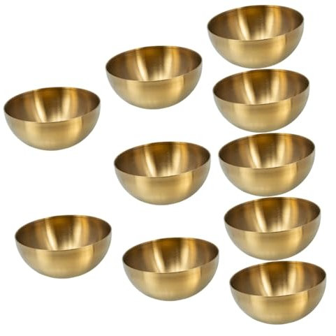 OKUMEYR 10 Piezas Ensaladera De Acero Inoxidable Tazón Para Servir Mezclando Ensaladeras Grandes Para Servir Tazón Para Servir Ensalada Platos Para Servir Borde Sopa De Acero Golden