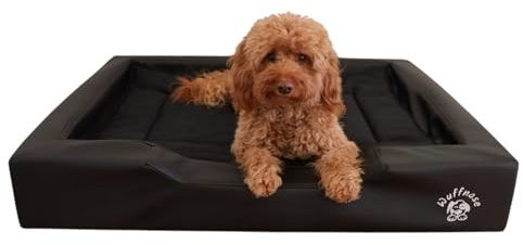 LionFlex Set | Orthopädisches Hundebett Pfotenruhe Schwarz + Anti-Haar Hundedecke Ella Schwarz | Veganes Kunstleder | Memory Foam | Öko-Tex Zertifiziert | Hand Made | Ergonomisch | 100 x 80 x 16 cm