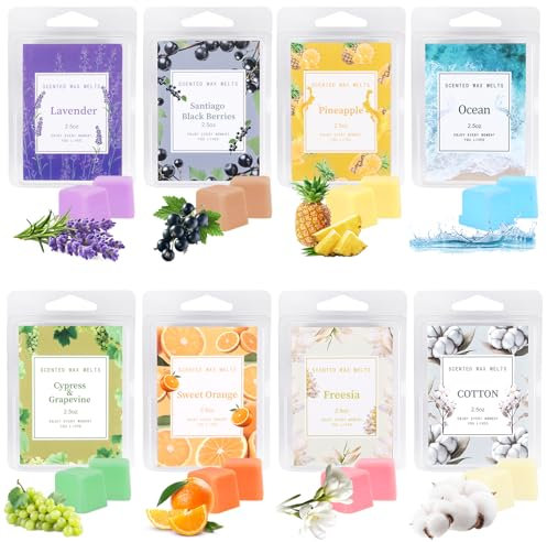 Cera aromática para lámpara aromática, 8 fragancias, cera de soja, cera perfumada Scentsy, cera perfumada para bodas, cumpleaños, día de San Valentín, Navidad (B)