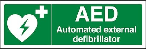 V Safety AED Automated External Defibrillator Sicherheitsschild aus Hartplastik, Querformat, 300 x 100 mm, 2 mm