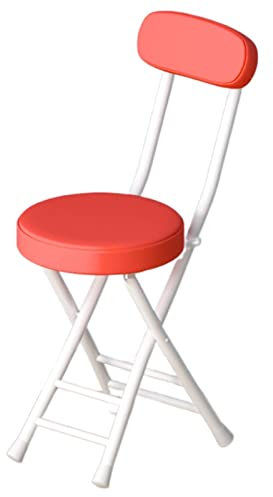 Sgabello pieghevole imbottito in PU con schienale sgabello rotondo imbottito pieghevole sedia da cucina pieghevole portatile per scrivania scrivania scrivania tavolo da toilette (colore: rosso)