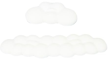 Suanzua 1 Ensemble de Repose-Poignet Cloud Tapis de Souris Ergonomique Clavier Tapis de Souris avec Repose-Poignet en Cuir PU AntidéRapant Accessoires Blanc
