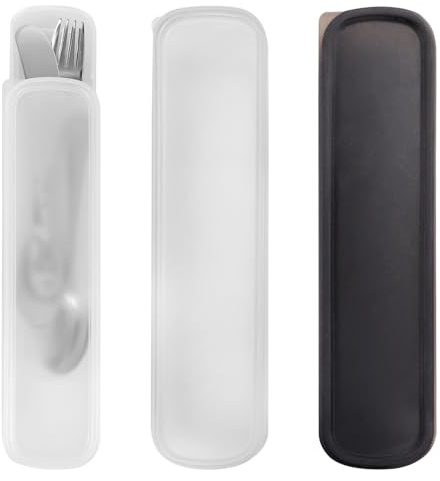 Cutlery Box with Lid 2Pcs, Portable Black White Plastic Cutlery Storage Box Travel Case for Camping Picnic Outdoor