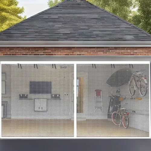 Magnetic Garage Door Screen Reinforced Fiberglass Garage Screen Durable Breathable Mesh Privacy Curtain for Patio, Gym, Porch(White,16x7ft/496x218cm)