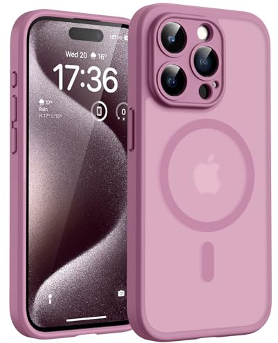 TOCOL für iPhone 15 Pro Max Hülle, Kompatibel mit MagSafe Matt Flieder Lila | Eingebauter Magnetring, Vollständiger Kameraschutz, Militärschutz Stoßfest Kratzfest Haltbarkeit, Durchscheinend Rückseite
