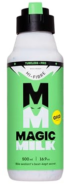 Magic Milk Hi-Fibre Tubeless Bike Tyre Sealant – Seals Punctures up to 8 mm – Long-Lasting 6 Months – Innovative Presta & Schrader Valve Cap – MTB, Gravel, Enduro & Road