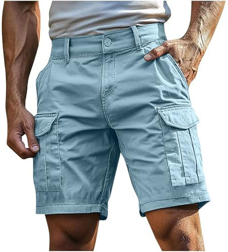 Short cargo pour homme - Short cargo - Coupe ample - En coton - Bermuda - Short tactique urbain / extérieur - Léger - Pour tactique, militaire, chasse