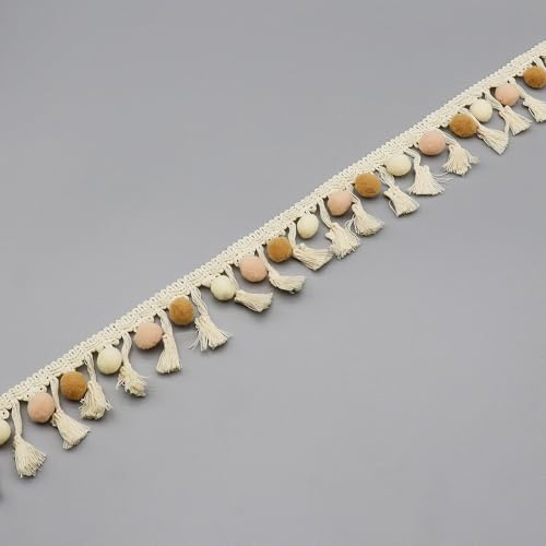 YIGOOWN Bommelborte Bunt Pompons Borten und Bänder zum Nähen Fransenborte Pompom Trim Quastenborte für Sofas Stoffdekoration Nähen Basteln Vorhänge Kleidung (3S#, 3M)