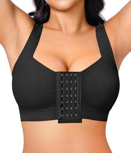Nebility Post Surgery Front Closure Sports Bra for Women Compression Bras with Breast Support Wirefree