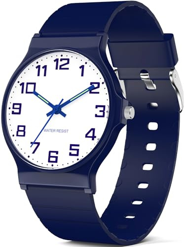 TENOCK Kids Analog Watch for Boys Girls, 30M Waterproof, Sports Watch with Thin Dial, Soft Strap, Easy to Read for Children Aged 5-15, Kids Birthday Gift