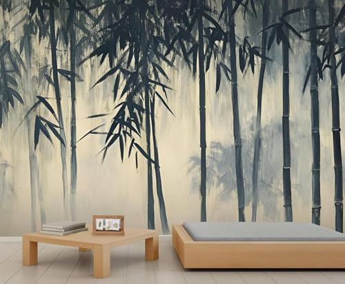 Fotomurales Decorativos Pared Bambú 3D Mural Autoadhesivo Pared Estilo Japonés Papel Pintado Tela de Seda Papel Tapiz Panorámico 200x140 cm A-6900