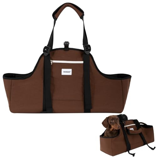 Duuclume Borsa Trasportino Portatile per Cani, Trasportino per Animali Bassotto in Nylon Leggero Resistente all'Acqua Borsa Tote, Borsa a Tracolla per Cani dal Corpo Lungo Fino a 8kg con Apertura a