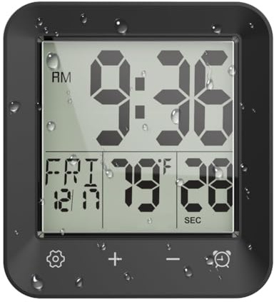 Hipzeepo Reloj de Ducha Impermeable con Temporizador para Baño, Reloj de Pared Digital con Cuenta Regresiva y Soporte con Ventosa para Colgar, Ideal para Niños y Adultos.