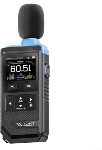 FDM-02 - Misuratore di rumore digitale da 30 dB a 130 dB con ponderazione A/C, registrazione curva e display TFT per misurazione industriale e sonora