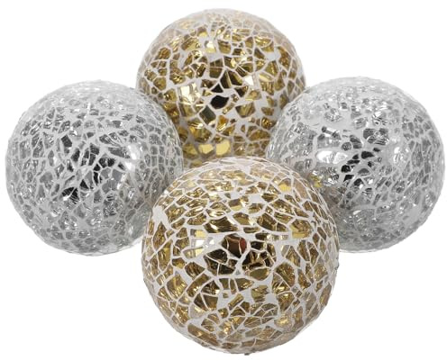 TOKIDNY Bola de Esfera Casera 4 Piezas de Vidrio para Decoración de Mesa | Centro de Mesa Comedor, Adorno de Esfera, Decoración de Escritorio Bolas, Balones de Centro de Mesa