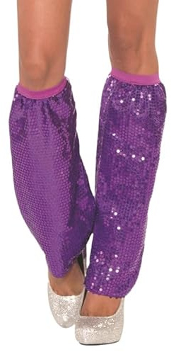 YKAFADE Pailletten Stulpen für Damen - 1 Paar Stulpen Glitzer Pailletten Beinstulpen Beinlinge 70s Abba Kostüm Disco Outfit Beinwärmer Kniestrümpfe für Karneval, Mottoparty Fasching -Lila