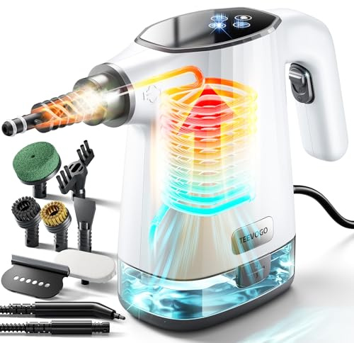 TEEVOGO Handheld Steam Cleaner, 3s Fast Heat Pressurized Steam Cleaner, Upgrade 450ml Removable Water Tank, Lightweight Portable Steamer for Cleaning Home, Kitchen, Bathroom, Car, Tile, Easy Refill