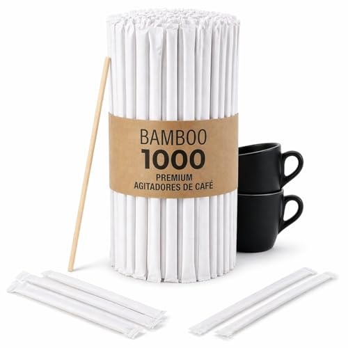 GASTROTOMI Paletinas Café Desechables de 1.000 Palitos de Madera de 11cm | Café Palitos con Funda Individual de 11 cm, Resistentes para Bebidas Calientes en Bares, Oficinas y Hostelería