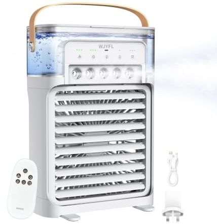 WJYFL Portable Personal Air Cooler, 700ml USB-Powered Mist Fan with Remote