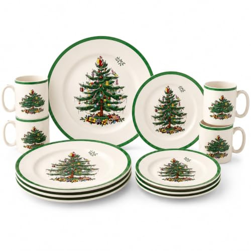 Spode Christmas Tree 12-Piece Dinnerware Set, Service for 4