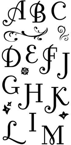 Inkadinkado Flourish Alphabet Clear Stamp Set for Arts and Crafts, 34pc