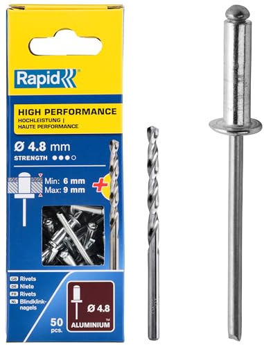 RAPID 5000388 - Remache Ø4.8x12mm. Alu + broca en blíster 50 Unds.