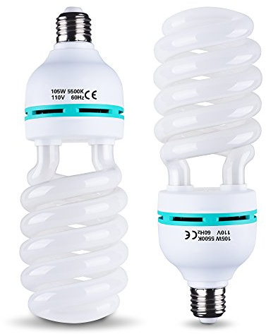 EMART Full Spectrum Light Bulb, 105W Spiral CFL 5500k Daylight for Softbox Lighting Kit, Replacement Lamp for Photography Photo Video Studio, Household Use, Portrait Shooting -2PACK