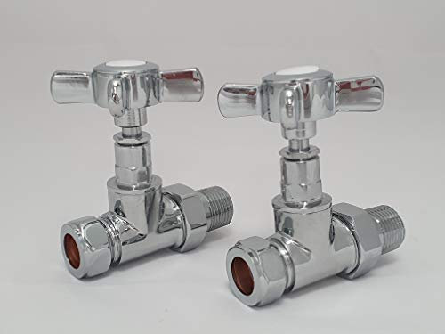 Hot Flow | Bayou Traditional Cross-Head Radiator Valves Straight Chrome (Pair)
