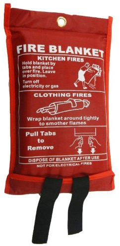 Fire Blanket Large - Quick Unfolding & Easy to Use with Loops 1m x 1m IDEAL FOR KITCHEN OFFICE HOME GARAGE CARAVAN Easy to Use