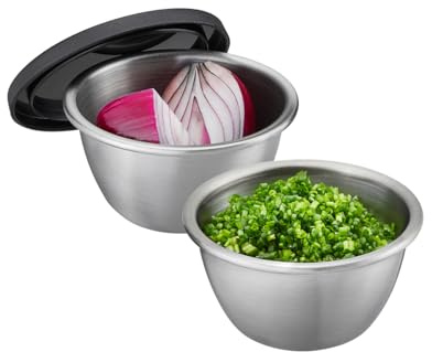 GEFU RINO Minischüssel 2er-Set - Edelstahl Vorratsbehälter - 100 ml | Luftdichte Aromadeckel für Kräuter & Dips, stapelbare Frischhaltedosen, geruchsneutral & spülmaschinengeeignet
