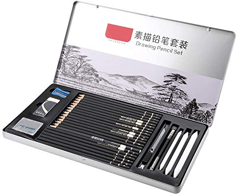 Hztyyier 29Pcs Zeichenset Professionell, Sketching Pencils Set, Bleistifte Zeichnen, Sketching Set mit Einem Aufbewahrungskoffer für Anfänger Künstler