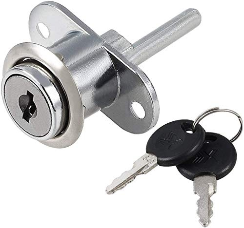 Schublade Schloss Plunger-Schloss Möbelschloß, Silber, 2 Stück | Zylinder-Möbelschloss, mit Schlüssel, Zylinder Durchmesser 19 mm