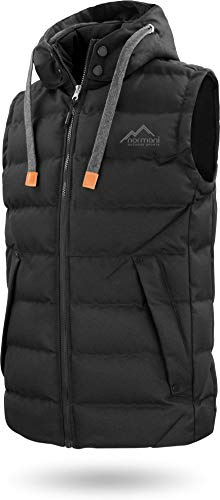 normani Herren Outdoor Weste Steppweste mit abnehmbarer Kapuze und Stehkragen, große Seitentaschen und ECO-Obermaterial aus PET-Flaschen - SBS-Reißverschlüsse Schwarz 3XL