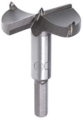 Forstner - Broca de madera perforadora perforadora de 55 mm de diámetro, orificio para sierra de carburo, punta hexagonal, copa para bisagra contrachapada MDF CNC