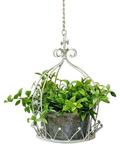 TentHome Support de Pot de Fleur Suspendu en Métal Etagère de Suspension pour Balcon de Jardin, Intérieur et Extérieur (Blanc)